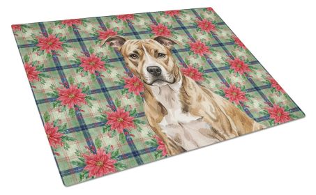 Brindle American Staffordshire Terrier Christmas PoinsettIas Glass Cutting Board Decorative Tempered Glass Kitchen Cutting and Serving Board Larg