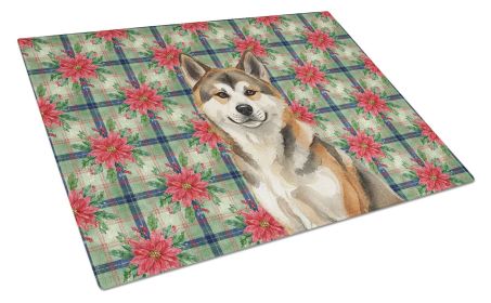 Sesame Akita Christmas PoinsettIas Glass Cutting Board Decorative Tempered Glass Kitchen Cutting and Serving Board Large Size Chopping Board